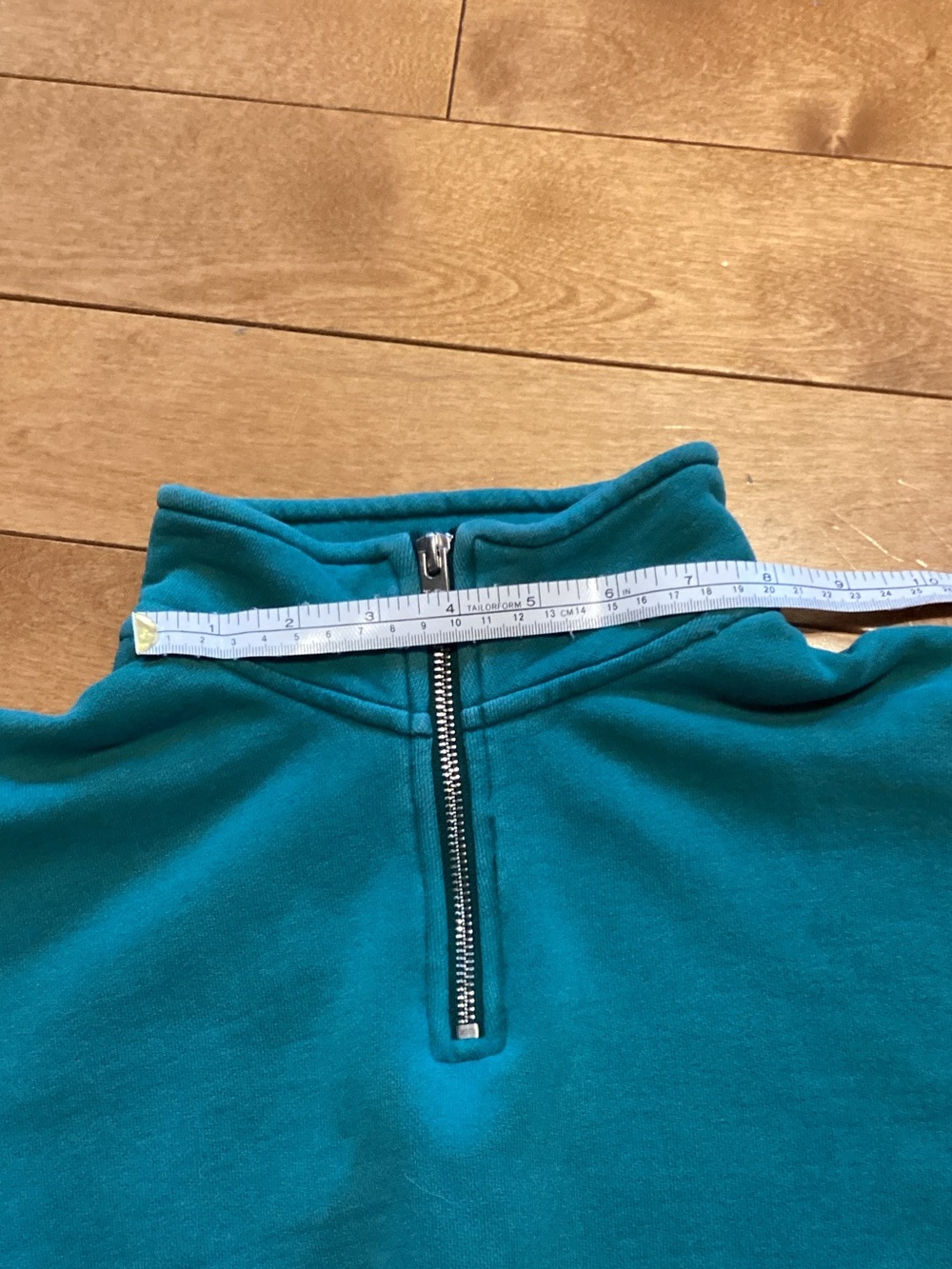 TNA Cropped Half-Zip Sweatshirt in Teal Green - Picture 6 of 8
